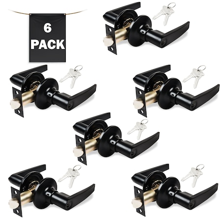 Premier Lock Entry Door Lever Lock Set Set of 6, Keyed Alike, Matte Black, 6PK LEV11X-6